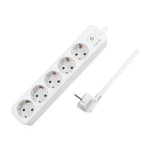 LogiLink LPS246 rozgałęziacz 1,5 m 5 x gniazdo sieciowe Wewnętrzna Biały