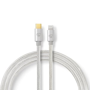 Nedis CCTB39650AL10 Lightning-kabel 1 m Aluminium