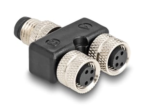 DeLOCK M8 Y-Splitter with A-coding, 4-pin, 1 x male connector to 2 x female parallel connectors