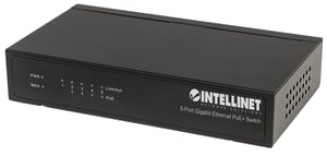 Intellinet 561228 Unmanaged Gigabit-Ethernet-Switch (10/100/1000) mit PoE-Unterstützung, schwarz