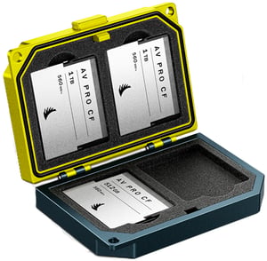 Angelbird Technologies Media Tank Memory Card Case for 4 Cards, Aluminum, Black, Yellow