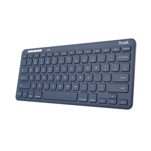 Trust Lyra-tangentbord, universellt, RF-trådlöst + Bluetooth, QWERTY, amerikansk engelska, blått