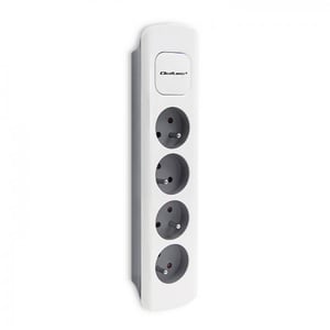 Qoltec 50295 1.8 m Power Strip, 4 Outlets, Indoor, Gray, White