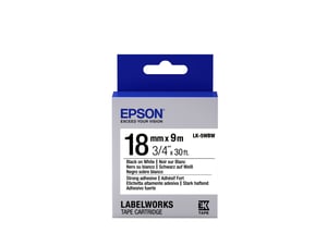 Epson Etikettenkassette mit starker Klebekraft LK-5WBW Schwarz/Weiß 18 mm (9 m)