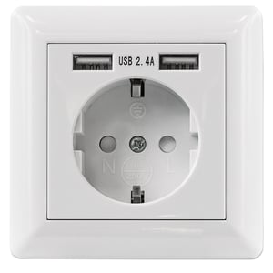 Intellinet 772174 eluttag CEE 7/3 + USB, vitt