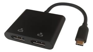Deltaco USBC-2DP Cable Adapter, 0.1 m, USB Type-C to DisplayPort, Black