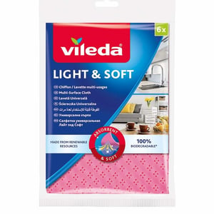 Vileda 4023103192591 Reinigungstuch aus Viskose, rosa, 6 Stück