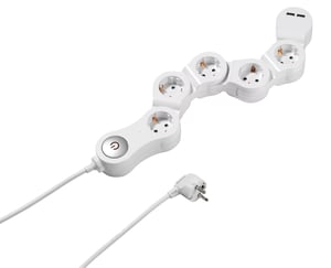 Vivanco EBLS 5W2USBF 1.4 m Power Strip, 5 Outlets, Indoor, White