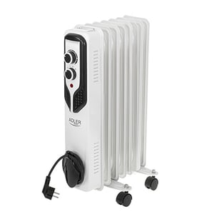 Adler AD 7815 Indoor Heater, White, 1500 W, Electric Oil-Filled Room Heater