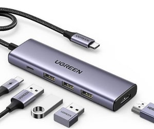 Ugreen 15596 Kabelgebundene Dockingstation USB 3.2 Gen 1 (3.1 Gen 1) Typ A + Typ C Aluminium