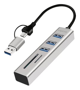 LogiLink UA0445 USB 3.2 Gen 1 (3.1 Gen 1) Hubs und Konzentratoren Typ A + Typ C 5000 Mbit/s Grau