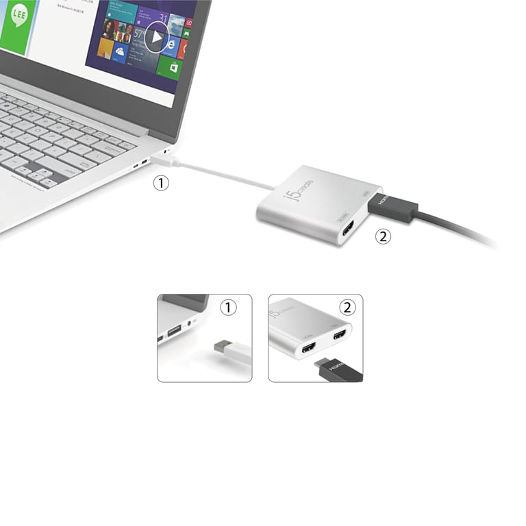 j5create JUA365 zewnętrzna karta graficzna usb 3840 x 2160 px Srebrny