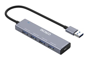 Deltaco UH-738 huby i koncentratory USB 3.2 Gen 1 (3.1 Gen 1) Type-A 5000 Mbit/s Szary