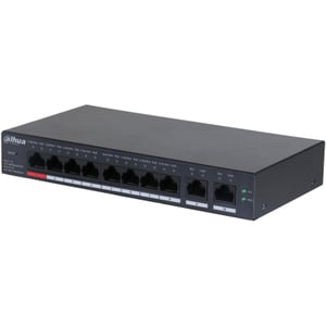 Dahua Technology DH-CS4010-8ET-110, hanterad L2 Fast Ethernet-nätverksswitch (10/100) med PoE-stöd, svart