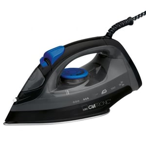Clatronic DB 3703 Strykjärn för torr- och ångstrykning, strykjärnssula i rostfritt stål, 1800 W, svart, grå