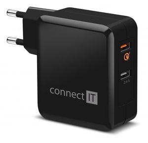 Connect IT CWC-3010-BK Ladegerät für mobile Geräte, universell, schwarz, Wechselstrom, Schnellladung, intern
