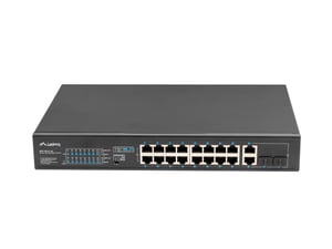 Lanberg RSFE-16P-2C-150 Unmanaged Gigabit Ethernet (10/100/1000) Network Switch with PoE Support, 1U, Black