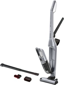 Bosch BCH3P210 Stabstaubsauger/Elektrobürste 2-in-1-Staubsauger mit Netz- und Akku-Betrieb, Trockenreinigung, beutellos, 0,4 l, Schwarz, Grau