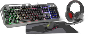 SPEEDLINK LUNERA 4-in-1 Keyboard with Included USB Gaming Mouse, QWERTZ, German, Black