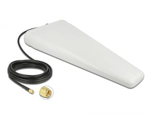 DeLOCK Biała, zewnętrzna kierunkowa antena LTE SMA ze złączem męskim, 9 - 11 dB z kablem przyłączeniowym (RG-58, 5 m)