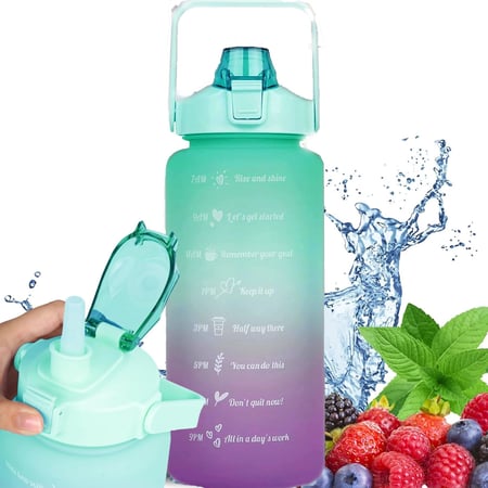 Extralink | Motivationswasserflasche, 2000 ml, grün und violett, BUT-190