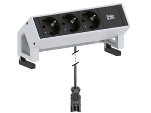Bachmann Desk2 Steckdosenleiste 3 x Typ F, schwarz, Edelstahl