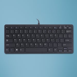 R-Go Tools Ergonomiczna klawiatura, R-Go Compact klawiatura, płaska konstrukcja,układ QWERTY (US), przewodowa, czarna