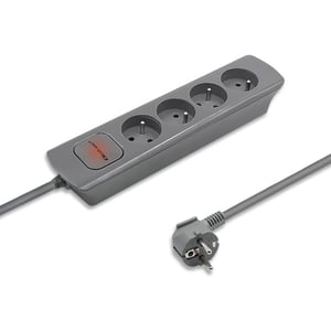 Qoltec 50273 1.8 m Power Strip with 4 Outlets, Indoor, Gray