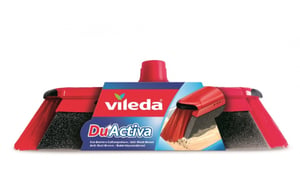 Vileda 151221 Besen für den Innenbereich, weiche/harte Borsten, Polyethylenterephthalat (PET), Gummi, Schwarz, Grau, Rot