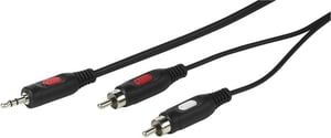 Vivanco VVAJACK2RCA18MMK ljudkabel 1,5 m 2 x RCA 3,5 mm Svart