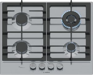 Bosch Serie 6 PCH6A5I90 Kochfeld Edelstahl Einbau 60 cm Gas 4 Kochzonen