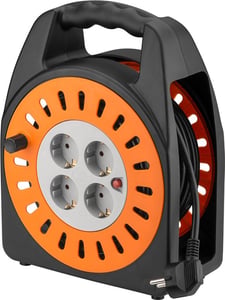 Goobay 71355 25 m Splitter with 4 Outlets, Indoor, Black, Gray, Orange