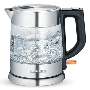 Severin WK 3468 Wasserkocher 1 l 2200 W Schwarz, Edelstahl, Transparent
