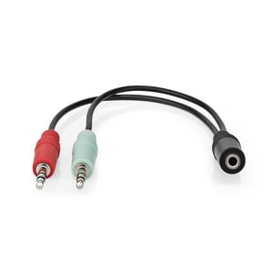 Nedis CAGB22160BK02 audio cable, 0.12 m, 3.5 mm to 2 x 3.5 mm, Black