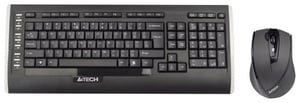 A4Tech 9300F tangentbord Medföljande RF-mus Trådlös QWERTY Engelska Svart