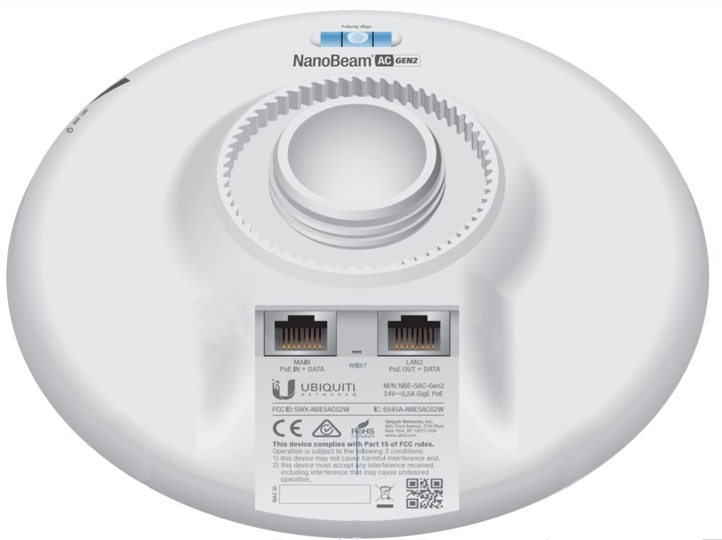 Ubiquiti NanoBeam 5AC Gen 2 Most sieciowy 450 Mbit/s Biały
