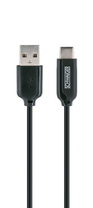 Schwaiger LPRO300S 513 USB Cable, USB 2.0, 1 m, USB-A to USB-C, 0.48 Gbit/s, Black