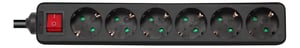 Deltaco GT-0661 3 m 6-outlet power strip, Indoor, Black