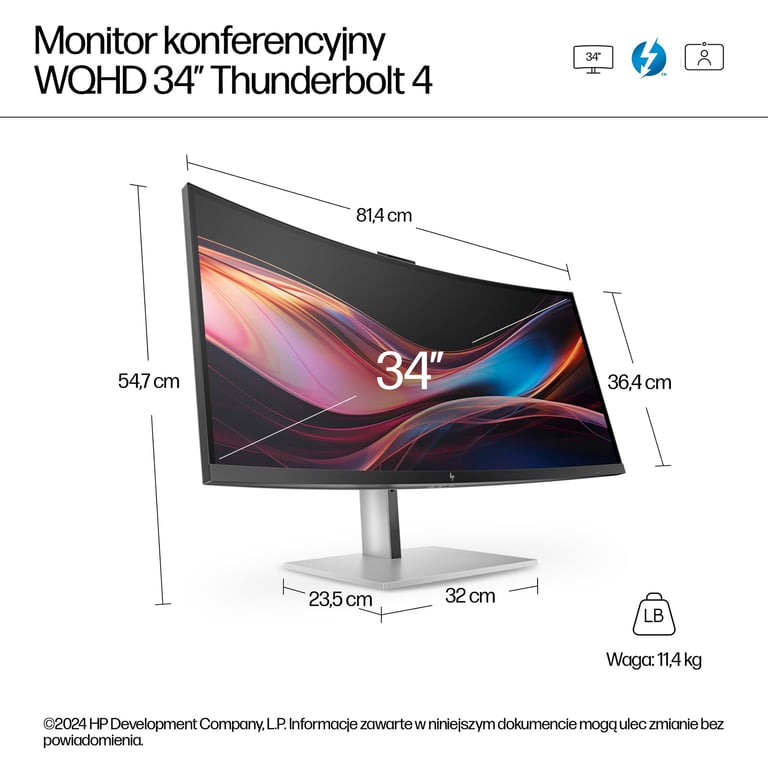 HP 34-calowy monitor konferencyjny Pro seria 7 WQHD – 734pm