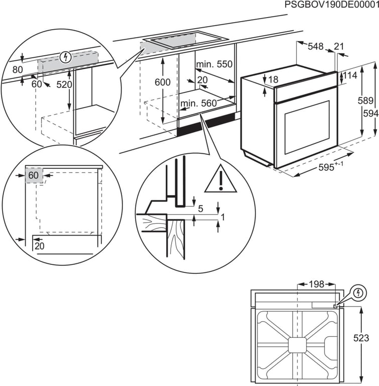 Electrolux EOF4P56X 72 l Czarny, Stal nierdzewna