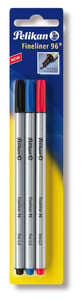 Pelikan Fineliner 96 Fine-Tip Pen, Black, Blue, Red (3-pack)