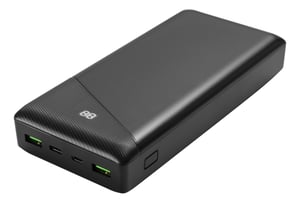 Deltaco PB-C1002 Lithium-Polymer (LiPo) Power Bank, 30,000 mAh, Black