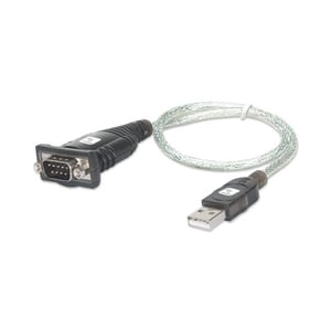 Techly IDATA-USB-SER-2T Parallelkabel, schwarz, transparent, 0,45 m, USB Typ A – DB-9