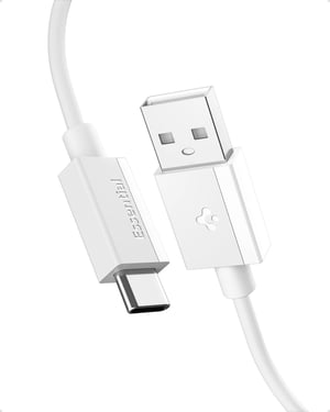 Spigen ACA08716 USB 2.0 Cable, 2 m, USB-A to USB-C, 0.48 Gbit/s, 60 W, White