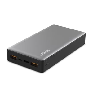 Lamax LAM20KGRAY Lithium-Polymer (LiPo) Power Bank, 20,000 mAh, Gray