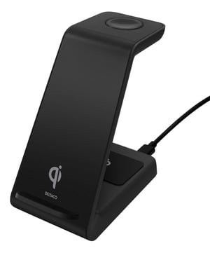Deltaco QI-1037 ładowarka do urządzeń przenośnych Słuchawki, Telefon komórkowy, Smartwatch Czarny Bateria, USB Bezprzewodowe ładowanie Szybkie ładowanie Wewnętrzna