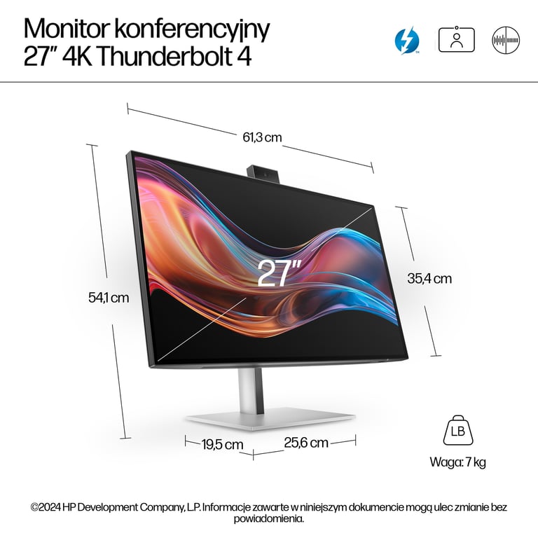 HP 27-calowy monitor konferencyjny seria 7 Pro 4K – 727pm