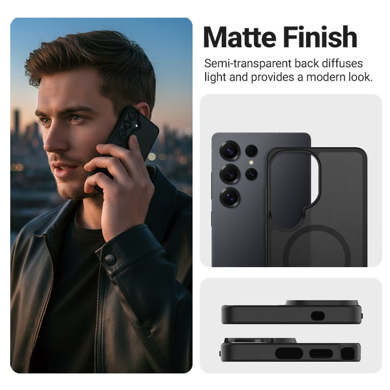 Crong Hybrid Matte Magnetic - Etui MagSafe Samsung Galaxy S26 Ultra (czarny)