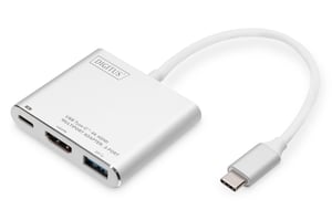 Digitus 4K-HDMI-Multiport-Adapter mit USB Type-C™, 3 Anschlüsse