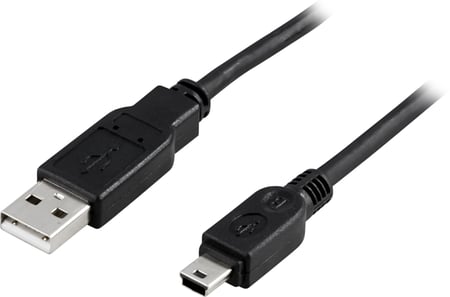 Deltaco USB-26S kabel USB USB 2.0 2 m USB A USB A/Mini-USB B 0,48 Gbit/s Czarny